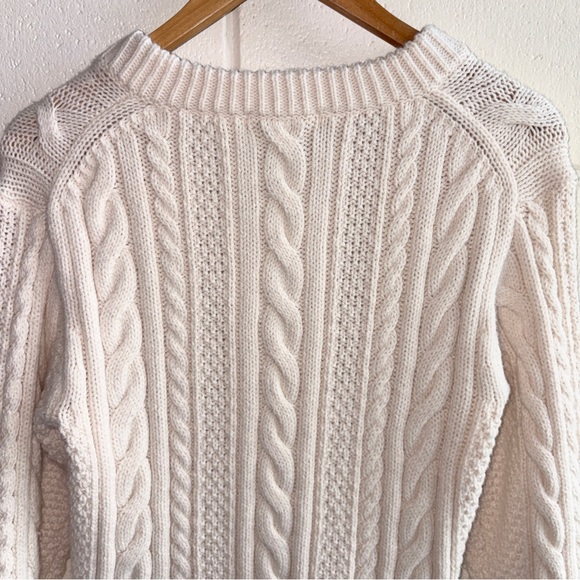 Uniqlo x JW Anderson Preppy Tenniscore V-Neck Cable-knit Sweater Sz Medium Ivory - Picture 6 of 9
